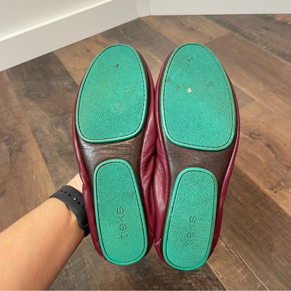 Tieks Burgundy Leather Ballet Flats Women's 8 Shoes Slip On Maroon Wine Red - Picture 8 of 8